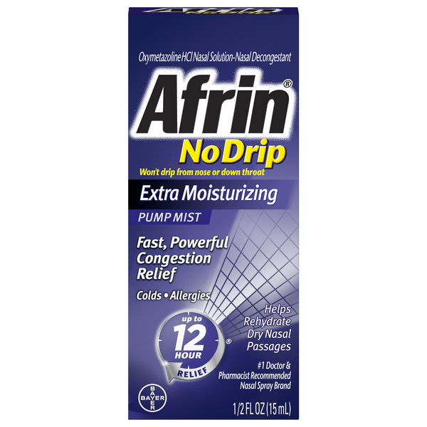 Afrin NoDrip Nasal Decongestant Extra Moisturizing Pump Mist