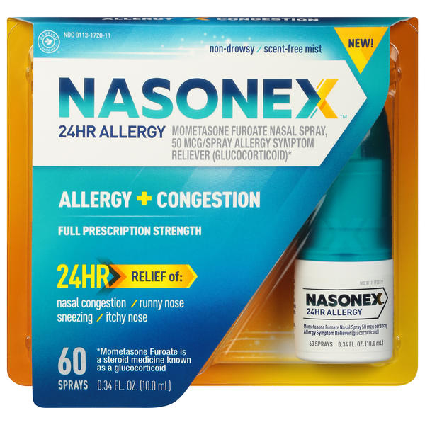 Save on Nasonex 24 Hour NonDrowsy Allergy + Congestion Relief Spray 60