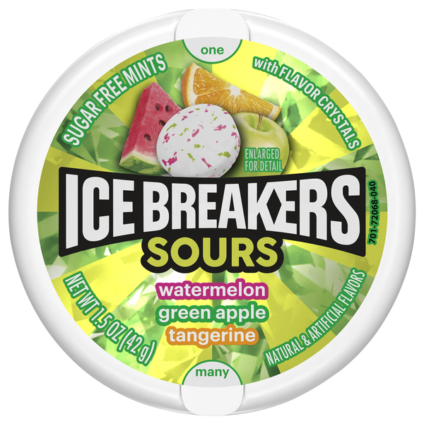 Ice Breakers Sours Sugar Free Watermelon Green Apple Tangerine Mints