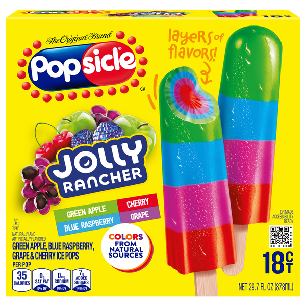 Popsicle Jolly Rancher Assorted Flavors Ice Pops - 18 ct