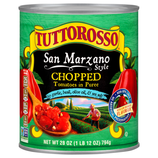 Tuttorosso San Marzano Style Chopped Tomatoes in Puree with Garlic & Basil