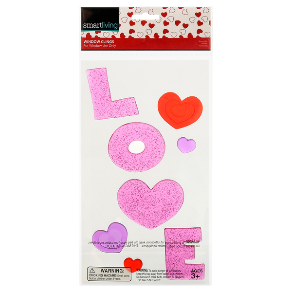 Smart Living Valentine's Day Window Clings Love Ages 3+