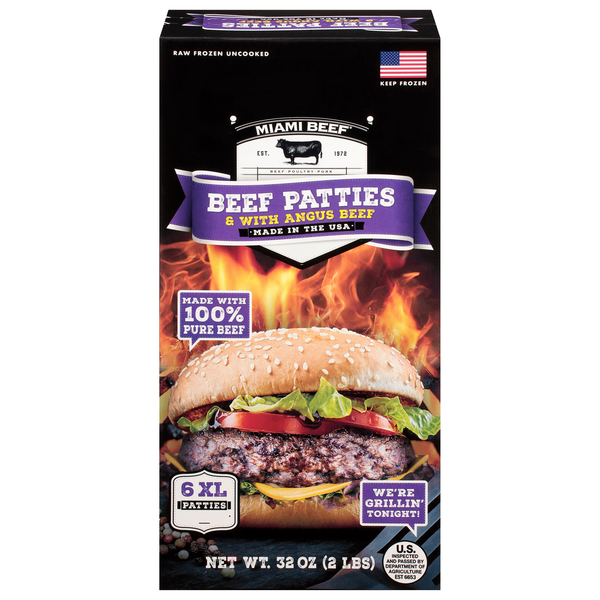 Miami Beef Angus Beef Patties - 6 ct Frozen