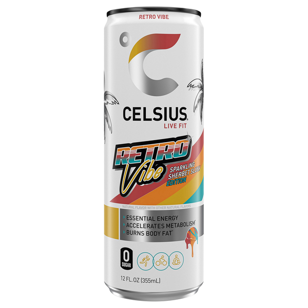 Celsius Live Fit Zero Sugar Sparkling Retro Vibe Sherbet Slush Energy Drink