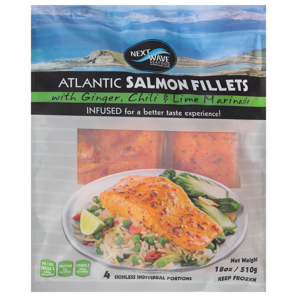 Next Wave Atlantic Salmon Fillets w/Ginger Chili Lime Marinade 4 ct Frozen