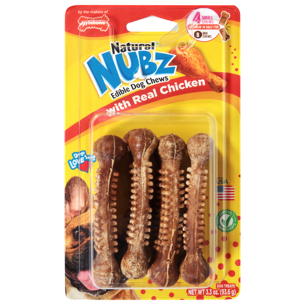 Nylabone Nubz Natural Chicken Flavor Small Edible Dog Chews - 4 ct