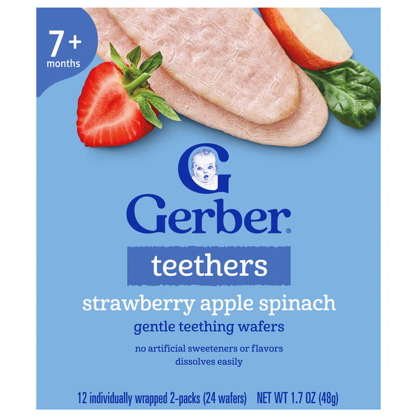 Gerber Snacks Baby Strawberry Apple Spinach Teething Wafers - 12 ct