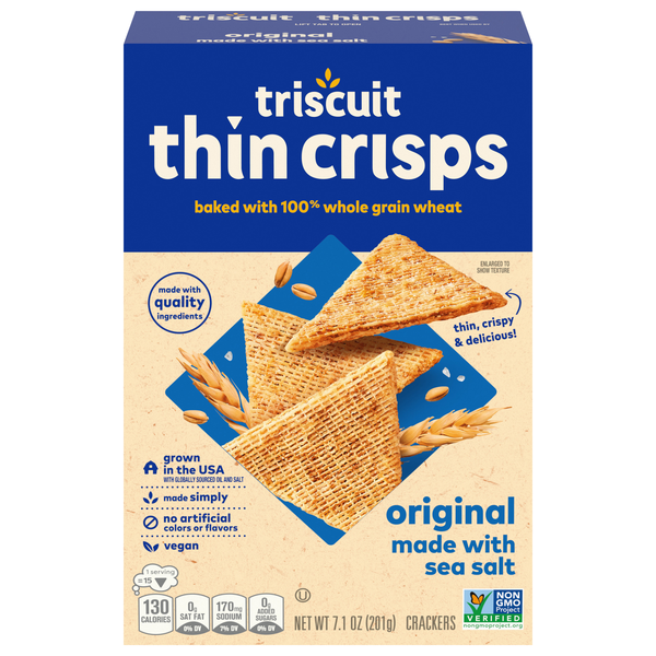 Triscuit Thin Crisps Original with Sea Salt Whole Grain Wheat Crackers