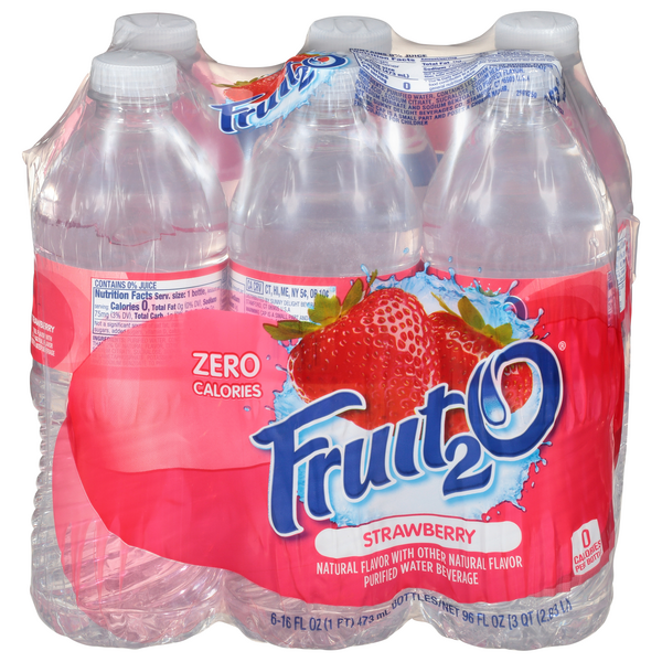 Fruit2O Zero Calories Strawberry Flavored Purified Water Beverage - 6 pk