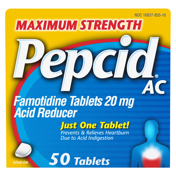 Pepcid AC Acid Reducer Maximum Strength Famotidine 20 mg Tablets