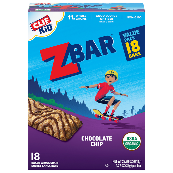 CLIF KID ZBAR Organic Chocolate Chip Energy Snack Bar - 18 ct