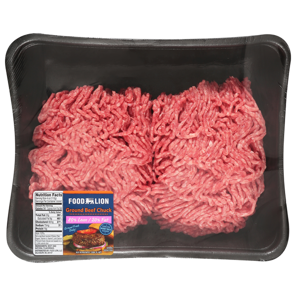 Food Lion 80% Lean 20% Fat Ground Beef Chuck Family Pack Fresh