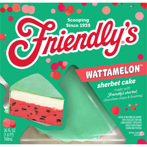 Friendly's Wattamelon Sherbet Cake Frozen