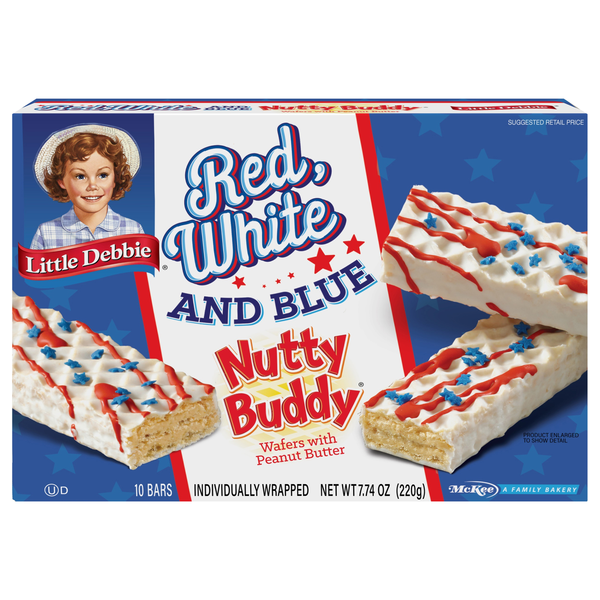 Little Debbie Red White & Blue Peanut Butter Nutty Buddy Bars - 10 ct