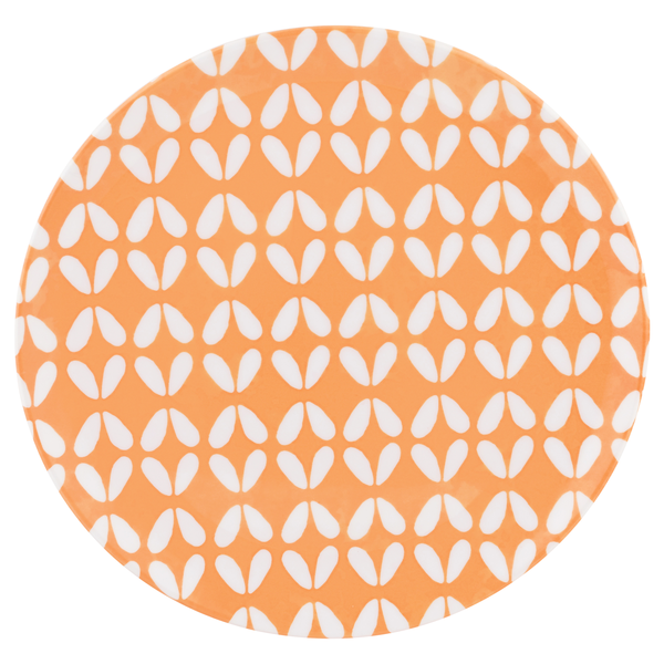 Smart Living Salad Plate Orange & White Pattern