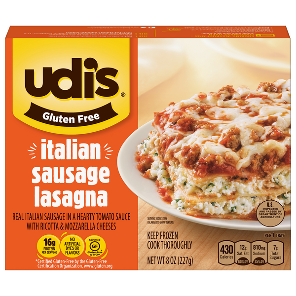 Udi's Gluten Free Italian Sausage Lasagna Frozen Meal