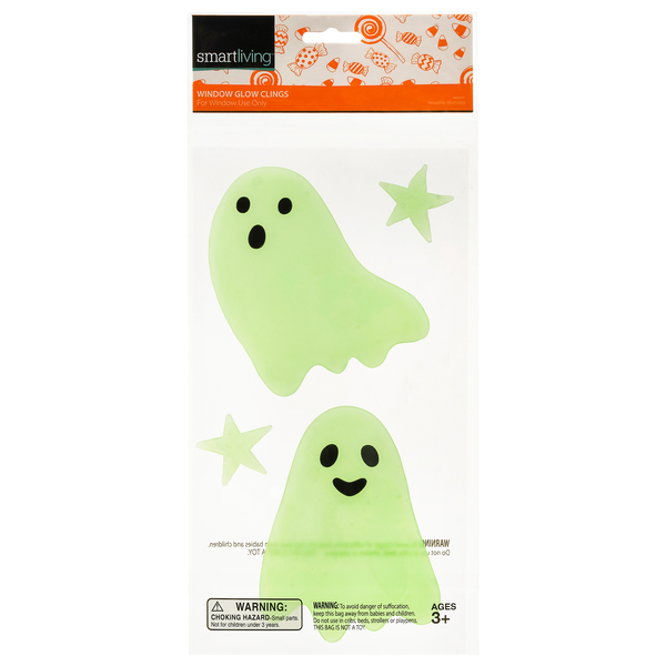 Smart Living Halloween Window Glow Clings Ghosts Ages 3+