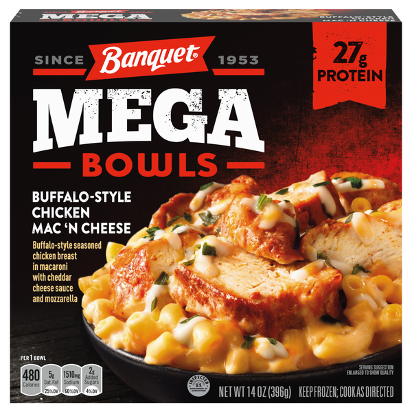 Banquet MEGA Bowls Buffalo-Style Chicken Mac 'N Cheese Frozen Meal