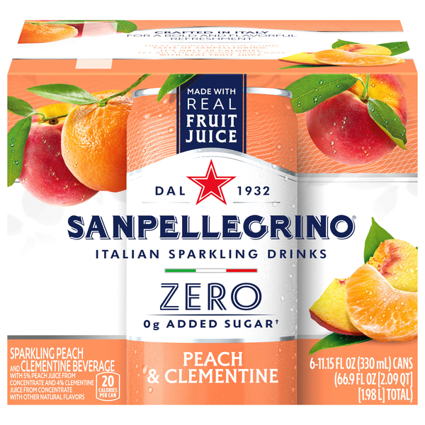 San Pellegrino Zero Peach & Clementine Sparkling Beverage - 6 pk