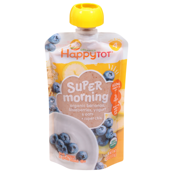 Happy Tot Organics Stage 4 Super Morning Bananas Blueberries Yogurt & Oats