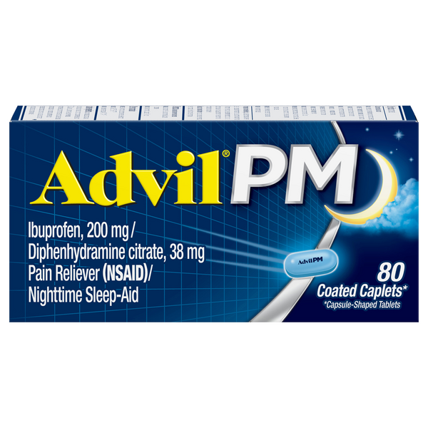 Save on Advil PM Ibuprofen Pain Relief 200 mg Coated Caplets Order