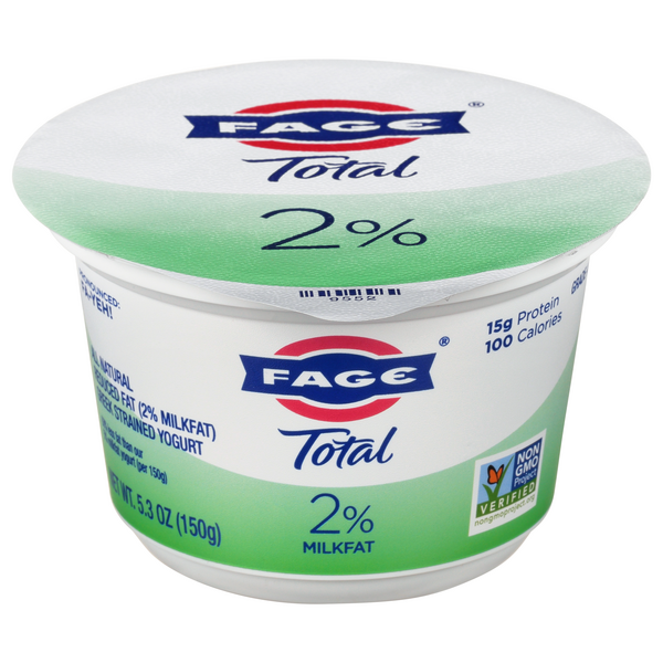 FAGE Total Reduced Fat 2% Milkfat Plain Strained Greek Yogurt Cup