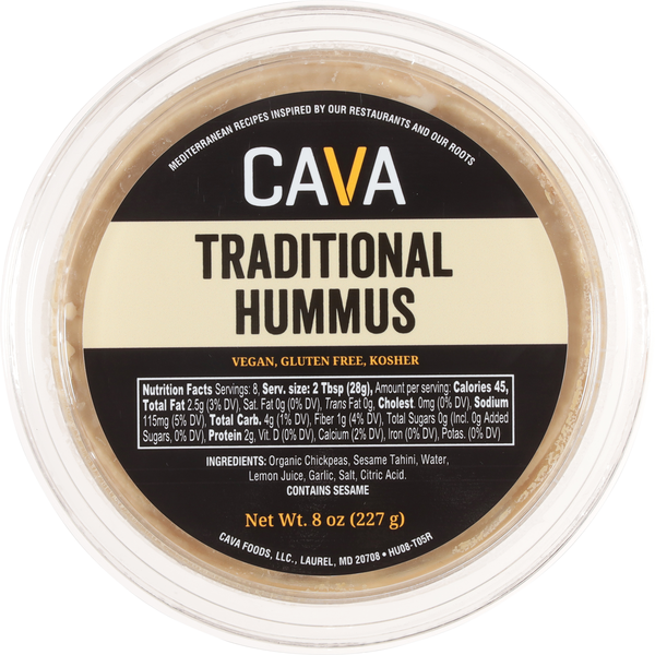 Cava Gluten Free Vegan Traditional Hummus