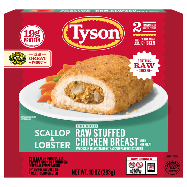 Tyson Raw Breaded & Stuffed Chicken Scallop & Lobster - 2 ct Frozen
