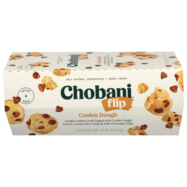 Chobani Flip Low Fat Cookie Dough Greek Yogurt Cup - 4 ct