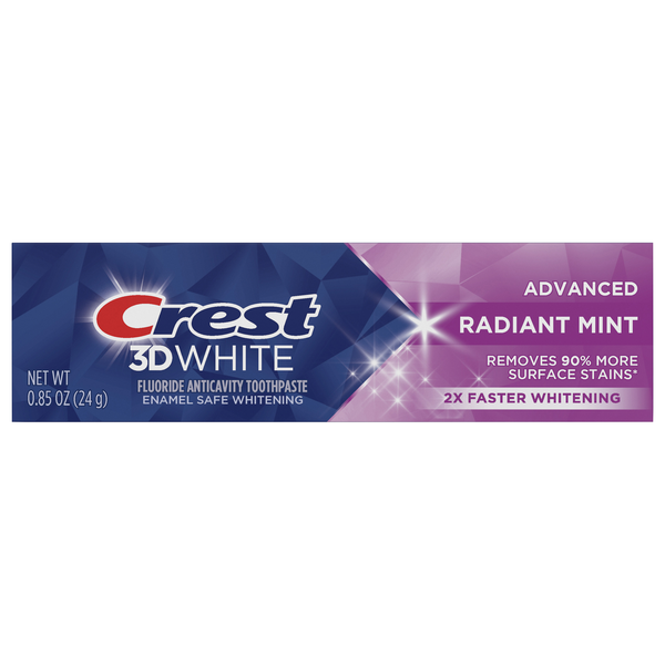 Crest 3D White Fluoride Whitening Radiant Mint Toothpaste (Travel Size)