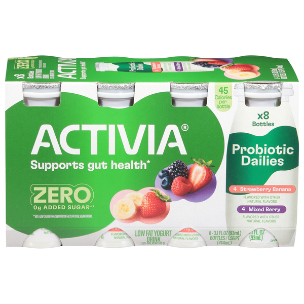 Activia Probiotic Dailies Berry/Strawberry Banana Yogurt Drink - 8 pk