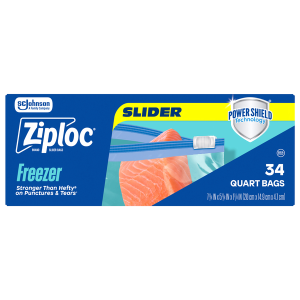 Ziploc Slider Stand & Fill Quart Freezer Bags