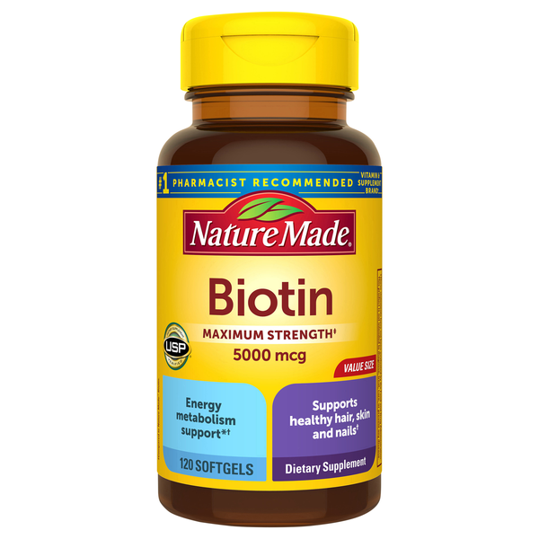 Nature Made Biotin 5000 mg Maximum Strength Dietary Supplement Softgels