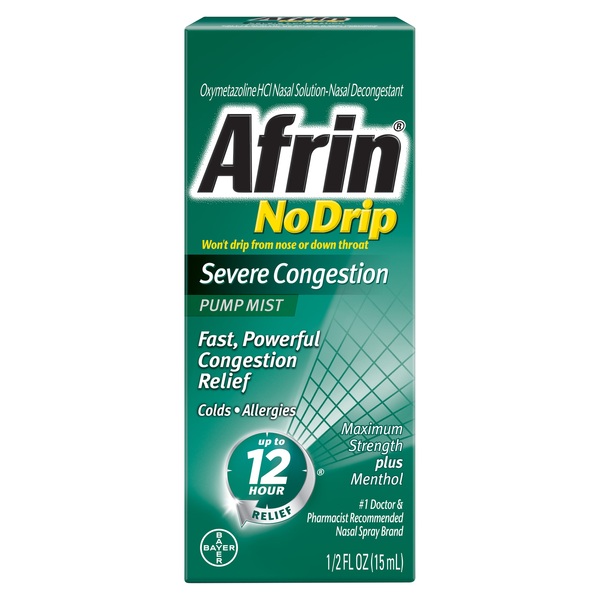 Afrin NoDrip Nasal Decongestant Severe Congestion Pump Mist