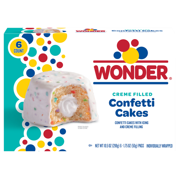 Wonder Creme Filled Confetti Snack Cakes - 6 ct