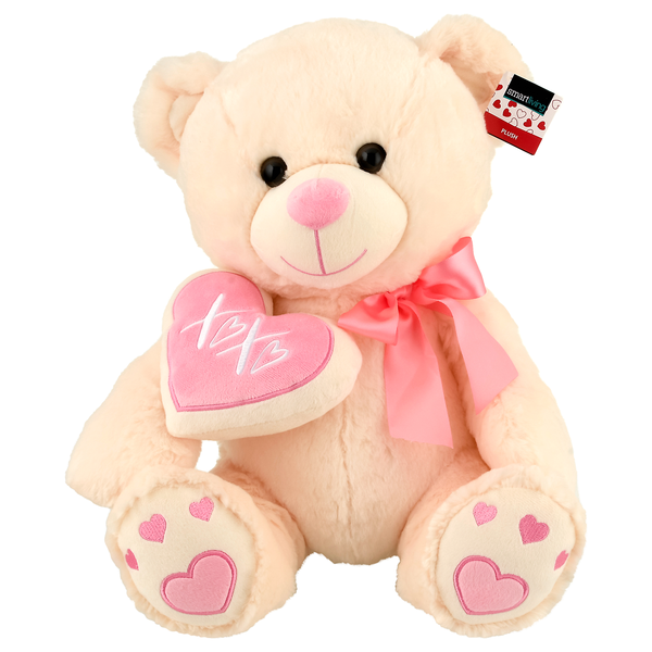 Smart Living Valentine's Day Plush Tan Teddy Bear with Pink Heart XOXO