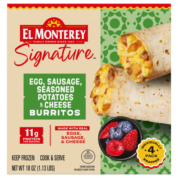 El Monterey Signature Egg Sausage Potatoes & Cheese Burritos - 4 ct