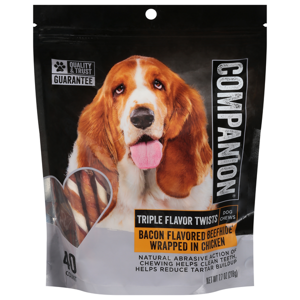 Companion Triple Flavor Twists Dog Chews - 40 ct