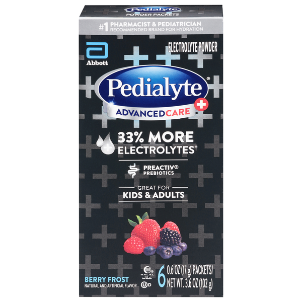 Pedialyte Berry Frost Electrolyte Powder Packets - 6 ct