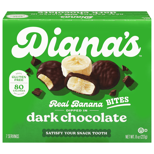 Diana's Frozen Bananas Bites Dipped in Dark Chocolate