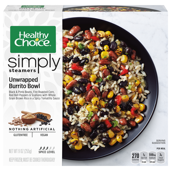 Healthy Choice Simply Steamers Unwrapped Burrito Bowl Vegan Frozen Meal
