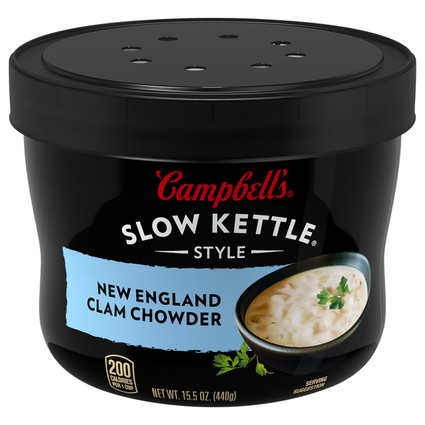 Campbell's Slow Kettle New England Clam Chowder Soup Microwavable Bowl