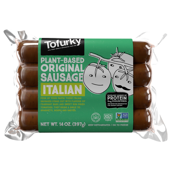 Save on Tofurky Italian Sausage with Sun Dried Tomatoes & Basil 4 ct