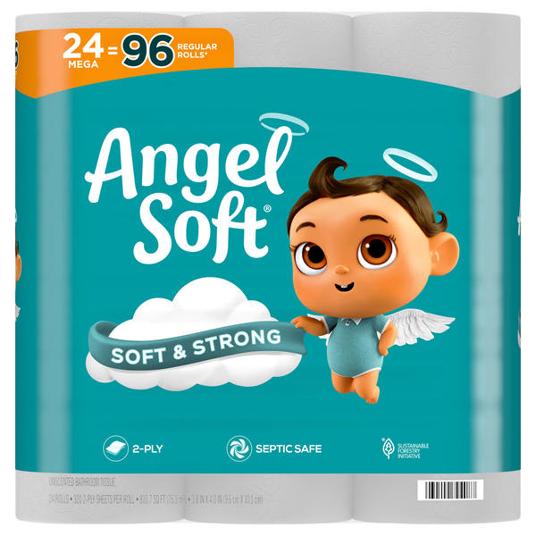 Angel Soft Mega Roll 2-Ply Toilet Paper Unscented