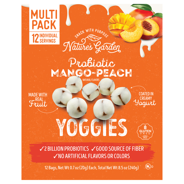 Nature's Garden Yoggies Probiotic Mango Peach Yogurt Covered Fruit - 12 ct