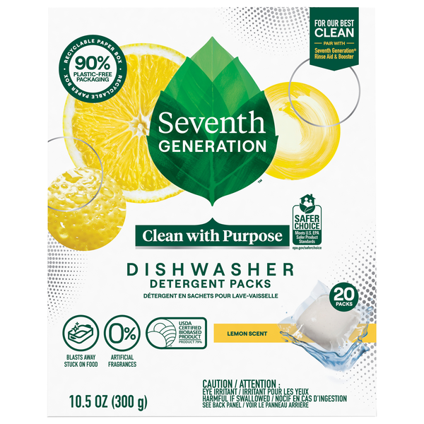 Seventh Generation Lemon Scent Dishwasher Detergent Packs
