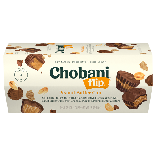 Chobani Flip Low Fat Peanut Butter Cup Greek Yogurt Cup - 4 ct