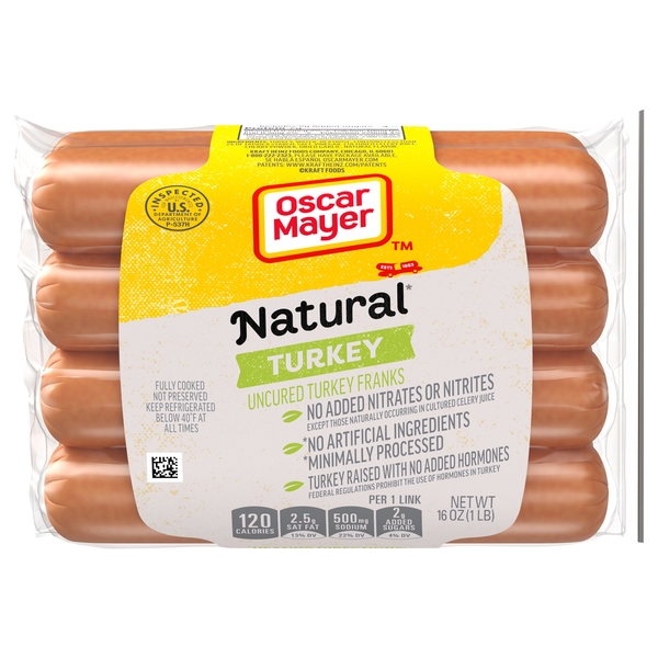 Oscar Mayer Natural Uncured Turkey Franks - 8 ct