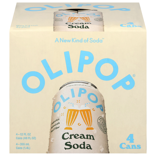 Olipop Cream Prebiotic Soda - 4 pk