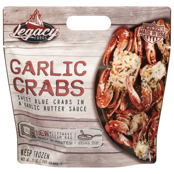 Legacy Foods Blue Crabs in Garlic Butter Sauce Frozen
